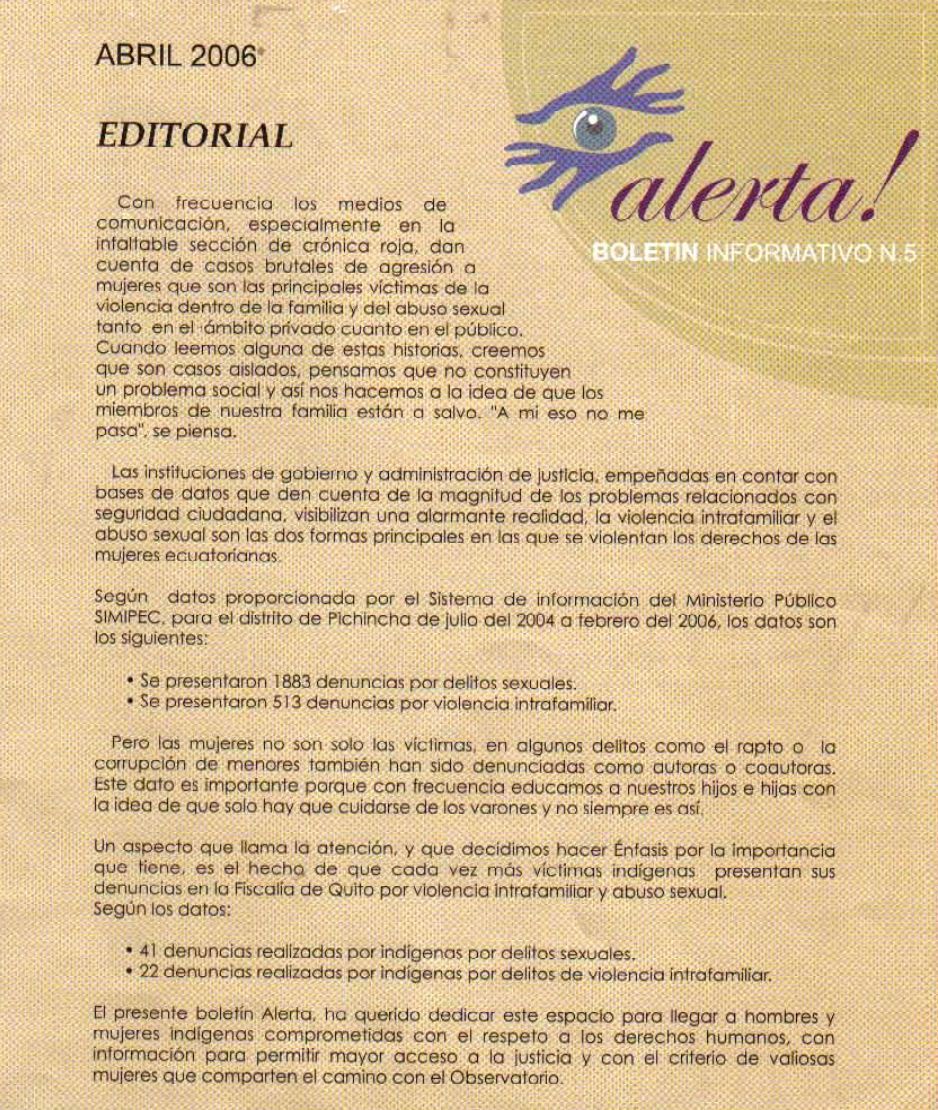 Boletín Alerta Nº 5 (2006) Boletín Alerta Nº 5 (2006)