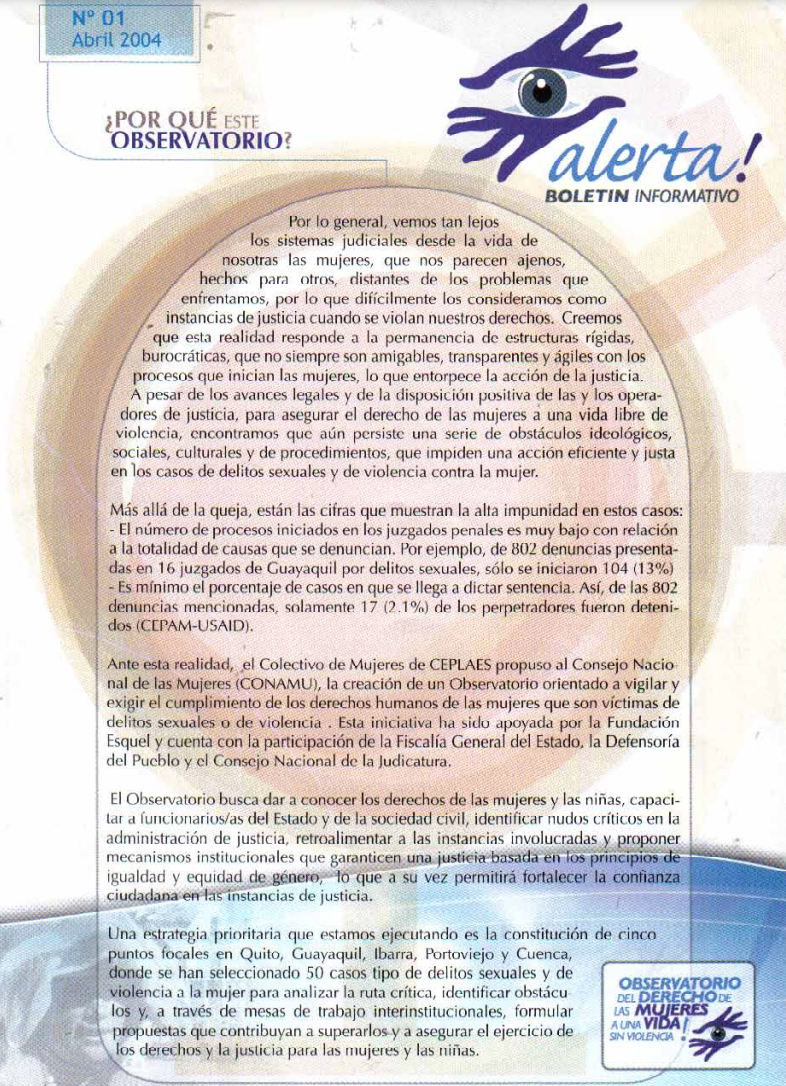 Boletín Alerta Nº 1 (2004) Boletín Alerta Nº 1 (2004)